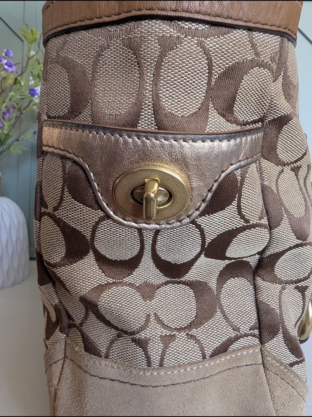 Coach Vintage Brown Signature Canvas Tote Bag - Picture 6 of 11